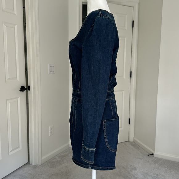 Free People CRVY High Society Denim Zip Romper - Picture 5 of 13